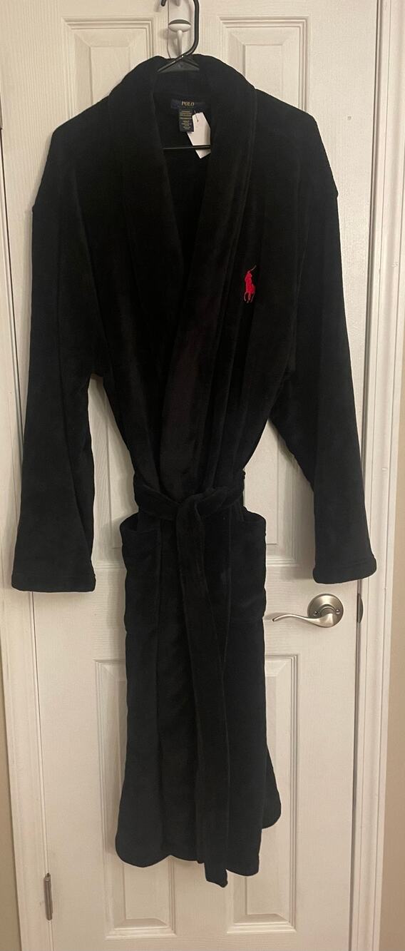 Polo Ralph Lauren Men's Black Soft Plush. Velour Robe, A50